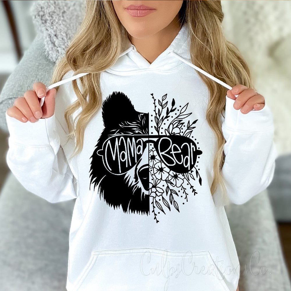 Mama bear floral Boho design heavy blend white hoodie